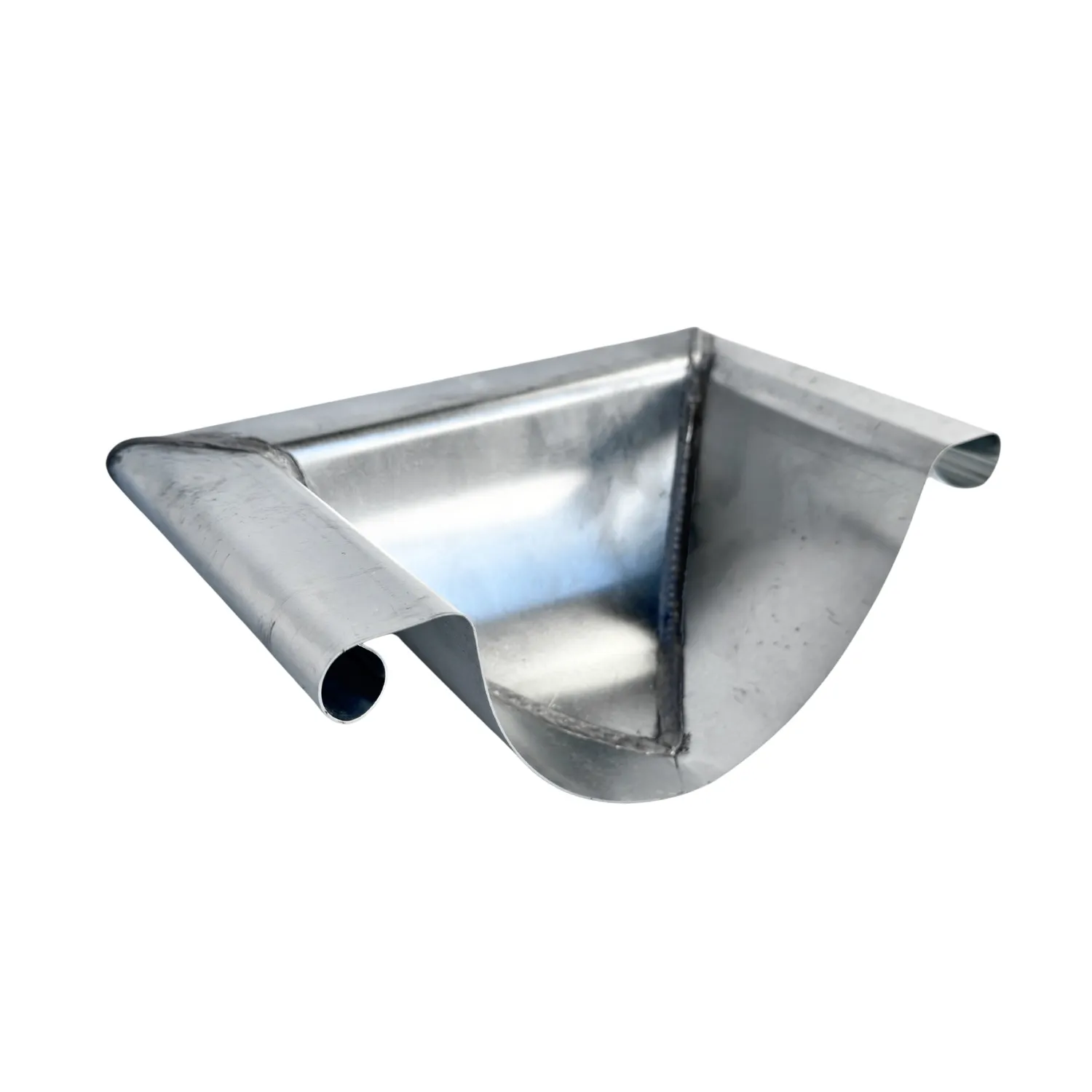 Nedzink Kopschot mastgoot M44 met kraal. halfrond bolvormig. links & rechts te monteren