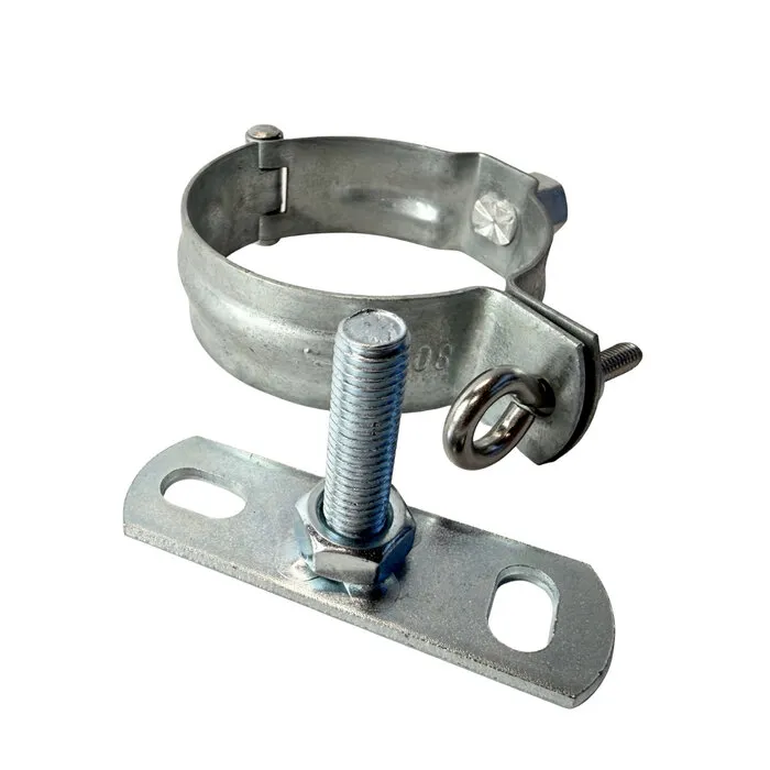 Scharnierbeugel gegalv. 80 mm. M8/M10 met montageplaatje en draadeind 40mm - SET