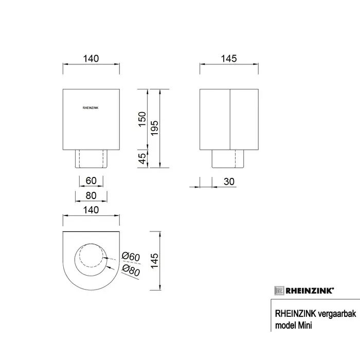 Nedzink Vergaarbak zink 80mm rond Mini met uitsparing - Nedzink