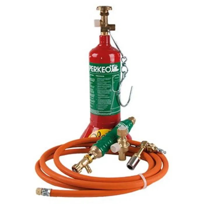 Soldeerbout: PERKEO set (fles. Ventie. Slang. handgreep + branderkop + koperen bout 500 gram)